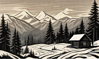 mountain_cabin_holiday_scene_linocut_print_style___seed_9026_steps_1.png