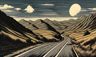 calm_road_trip_scene_through_mountains_woodcut_eng_seed_5877_steps_1.png