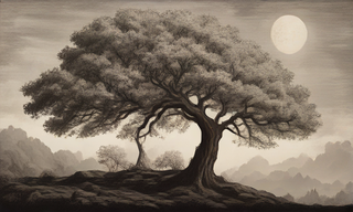 tree_in_full_bloom_growing_on_an_asteroid_woodcut__seed_1877_steps_1.png